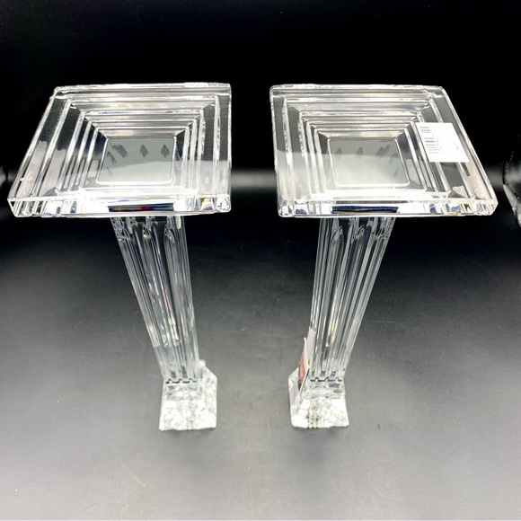 Waterford Crystal George Washington Candlestick Holders 11.75” Wood Base HTF NIB - Picture 9 of 15